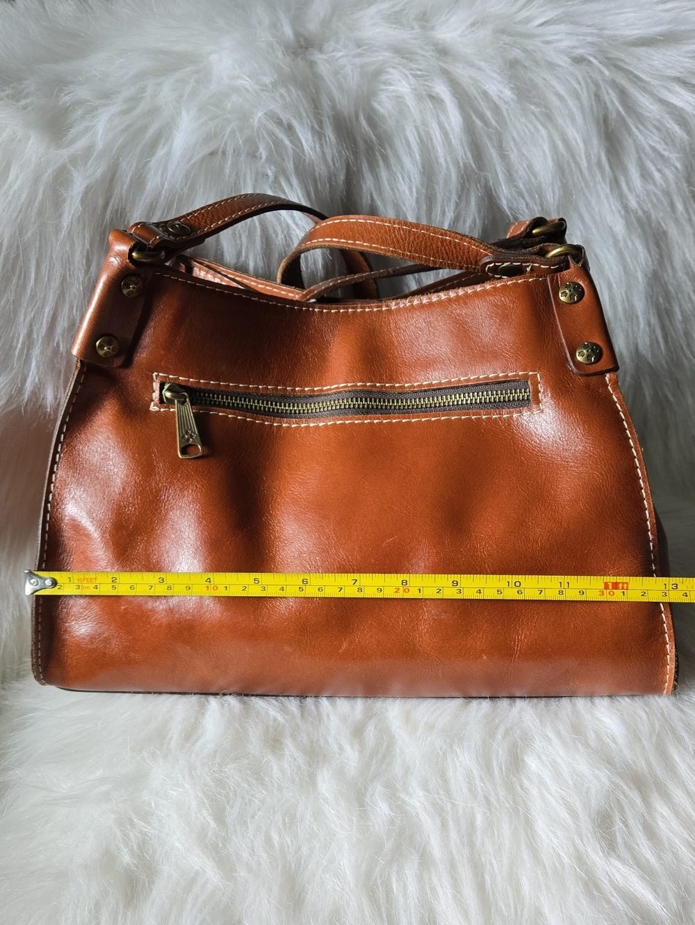 Patricia Nash Classic Women’s Leather Bag in Cognac Brown - Picture 2 of 11